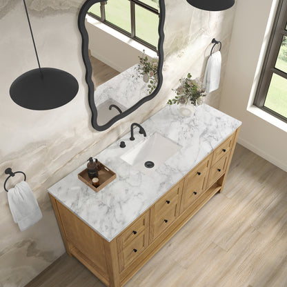 James Martin Vanities Breckenridge 60" Light Natural Oak Single Vanity With 3cm Carrara Marble Top
