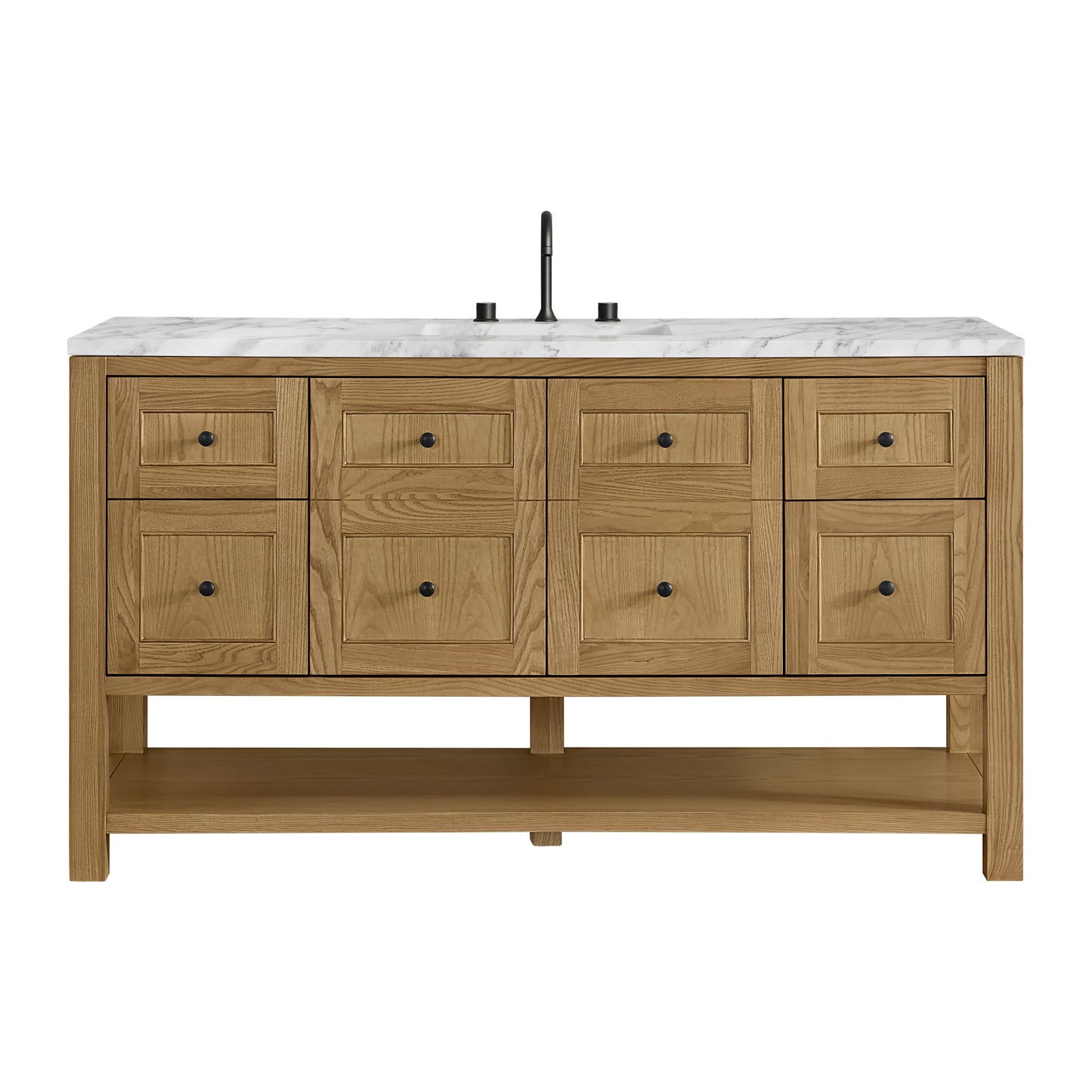 James Martin Vanities Breckenridge 60" Light Natural Oak Single Vanity With 3cm Carrara Marble Top