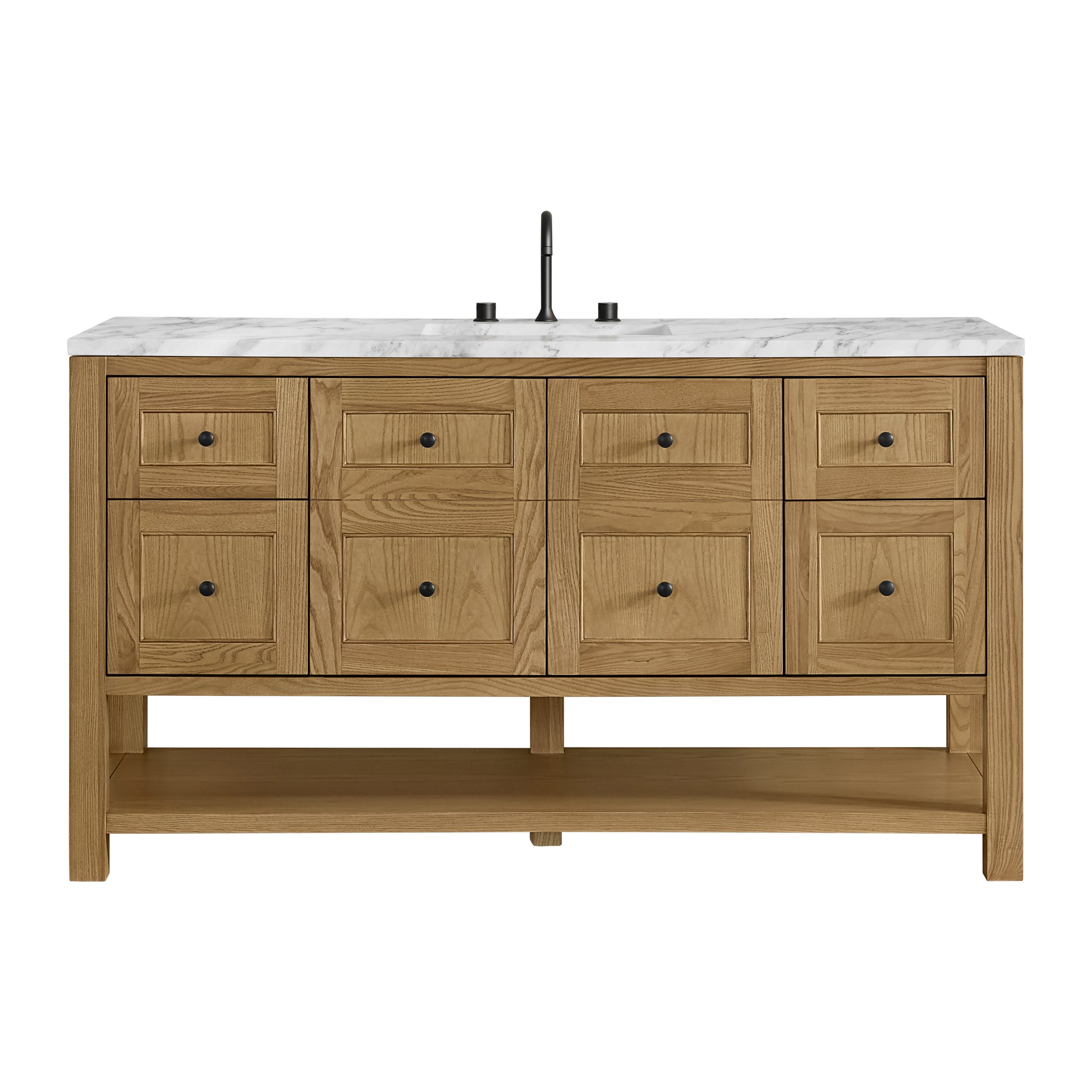 James Martin Vanities Breckenridge 60" Light Natural Oak Single Vanity With 3cm Carrara Marble Top