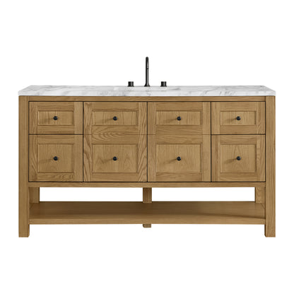 James Martin Vanities Breckenridge 60" Light Natural Oak Single Vanity With 3cm Carrara Marble Top