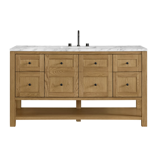 James Martin Vanities Breckenridge 60" Light Natural Oak Single Vanity With 3cm Carrara Marble Top