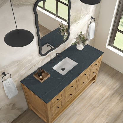 James Martin Vanities Breckenridge 60" Light Natural Oak Single Vanity With 3cm Charcoal Soapstone Quartz Top