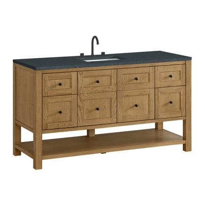 James Martin Vanities Breckenridge 60" Light Natural Oak Single Vanity With 3cm Charcoal Soapstone Quartz Top