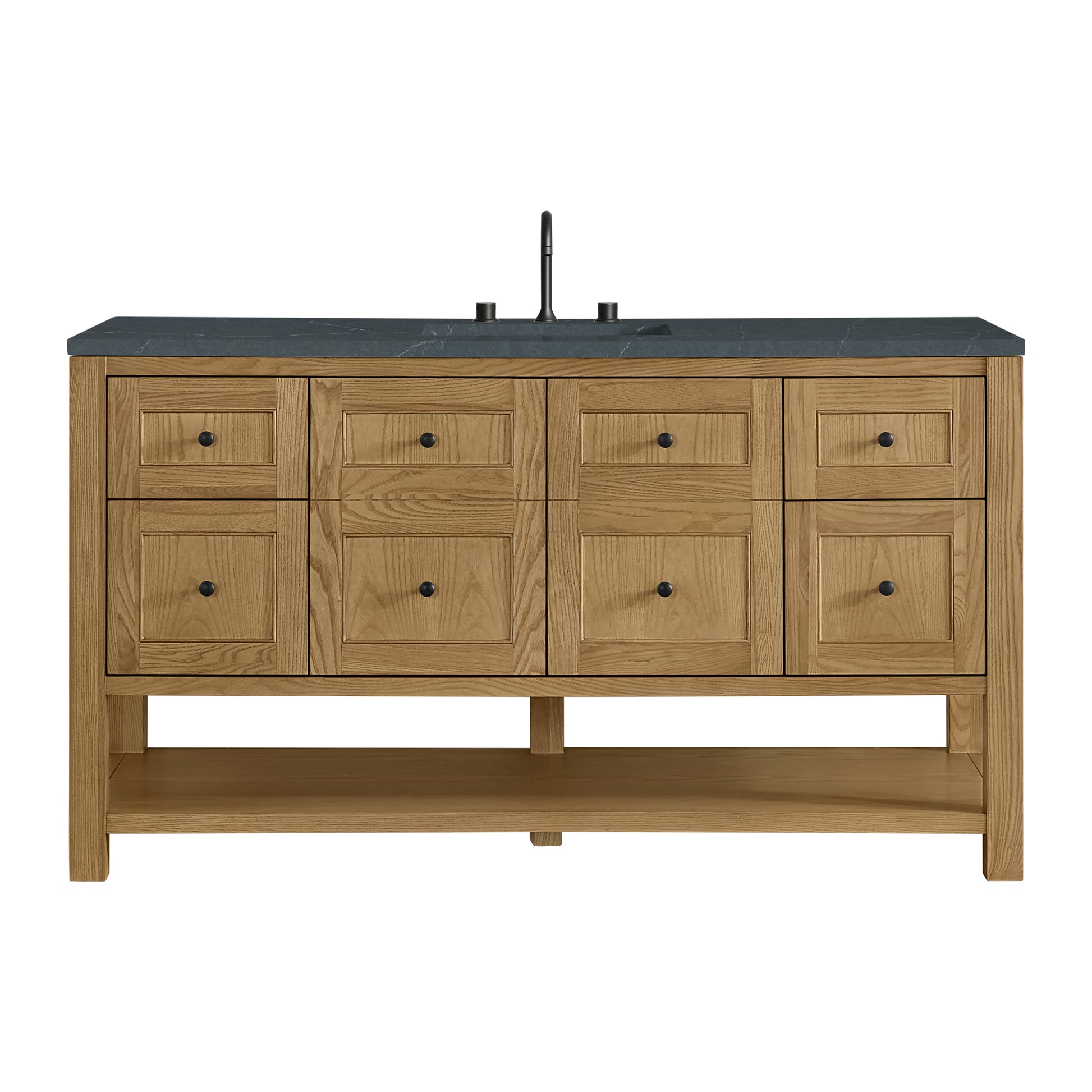 James Martin Vanities Breckenridge 60" Light Natural Oak Single Vanity With 3cm Charcoal Soapstone Quartz Top