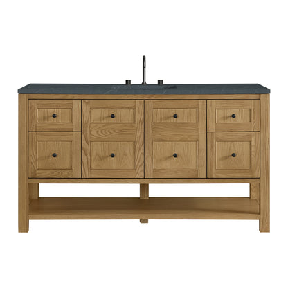 James Martin Vanities Breckenridge 60" Light Natural Oak Single Vanity With 3cm Charcoal Soapstone Quartz Top