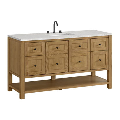 James Martin Vanities Breckenridge 60" Light Natural Oak Single Vanity With 3cm Eternal Jasmine Pearl Quartz Top