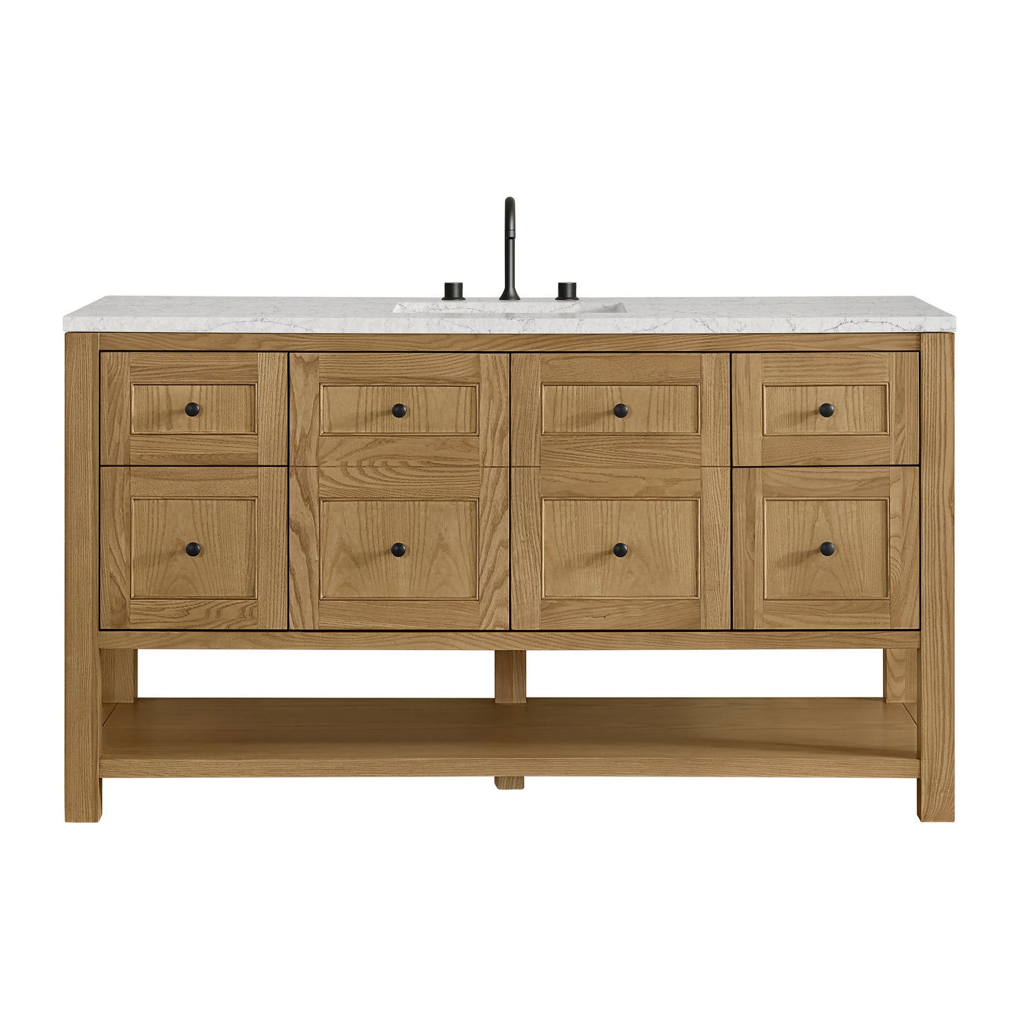 James Martin Vanities Breckenridge 60" Light Natural Oak Single Vanity With 3cm Eternal Jasmine Pearl Silestone Top With FreePower Wireless Charger