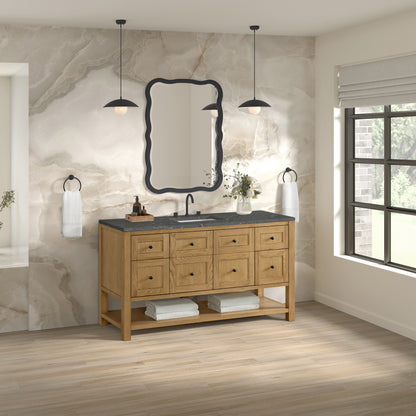 James Martin Vanities Breckenridge 60" Light Natural Oak Single Vanity With 3cm Parisien Bleu Top