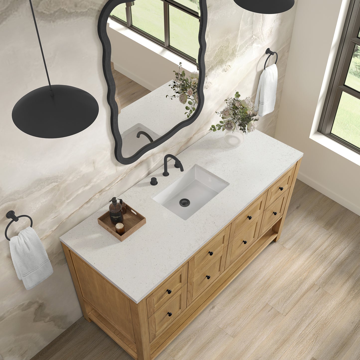 James Martin Vanities Breckenridge 60" Light Natural Oak Single Vanity With 3cm Parisien Bleu Top