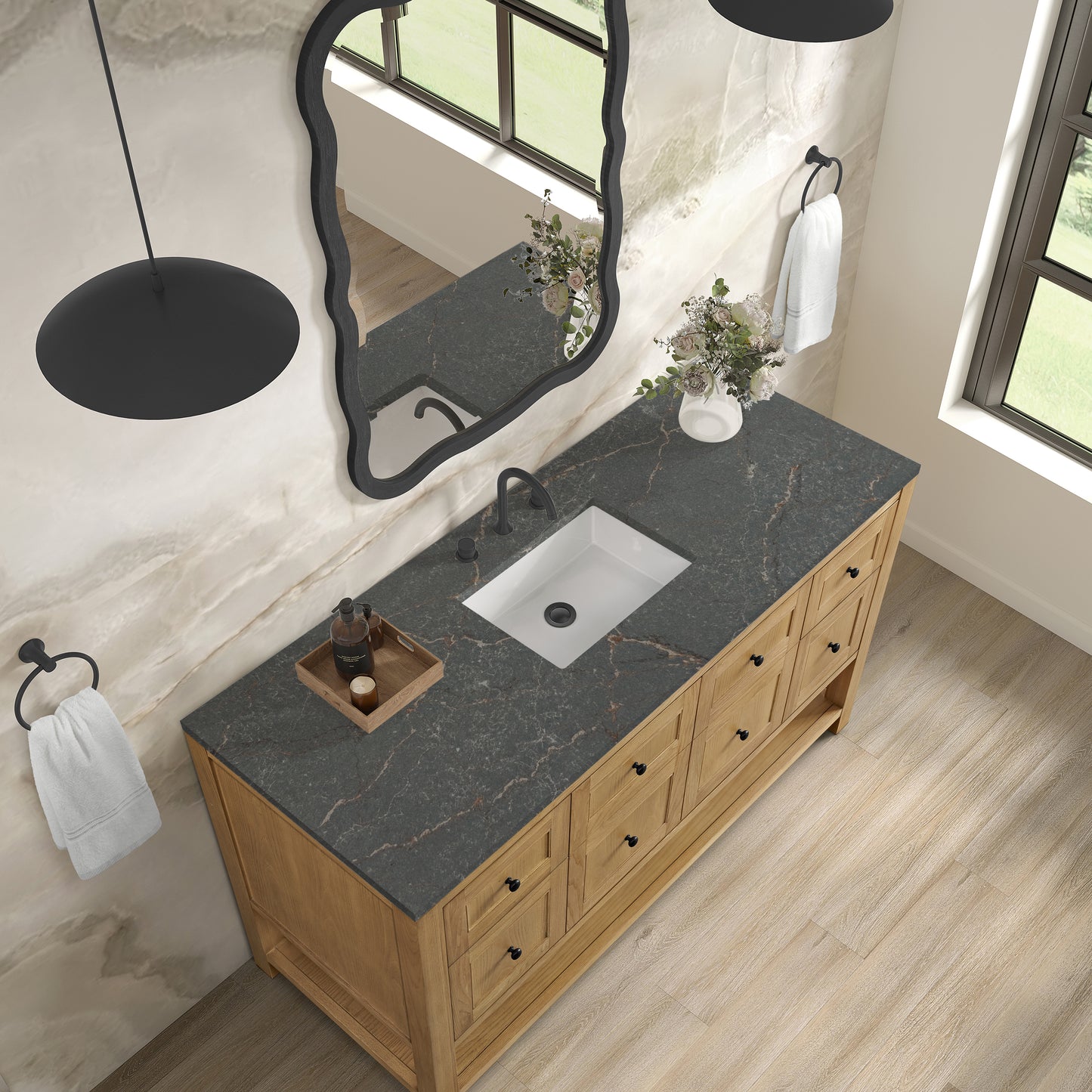 James Martin Vanities Breckenridge 60" Light Natural Oak Single Vanity With 3cm Parisien Bleu Top