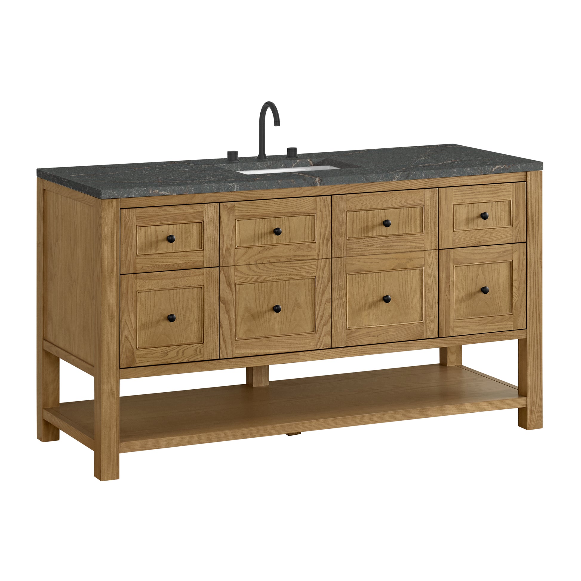 James Martin Vanities Breckenridge 60" Light Natural Oak Single Vanity With 3cm Parisien Bleu Top