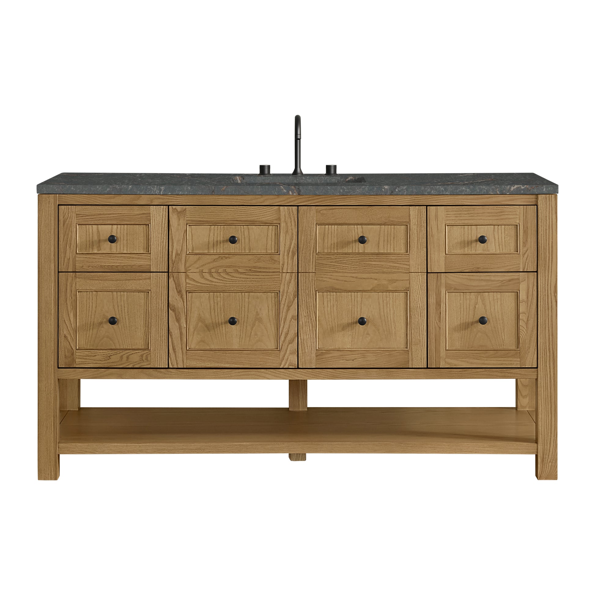 James Martin Vanities Breckenridge 60" Light Natural Oak Single Vanity With 3cm Parisien Bleu Top With FreePower Wireless Charger