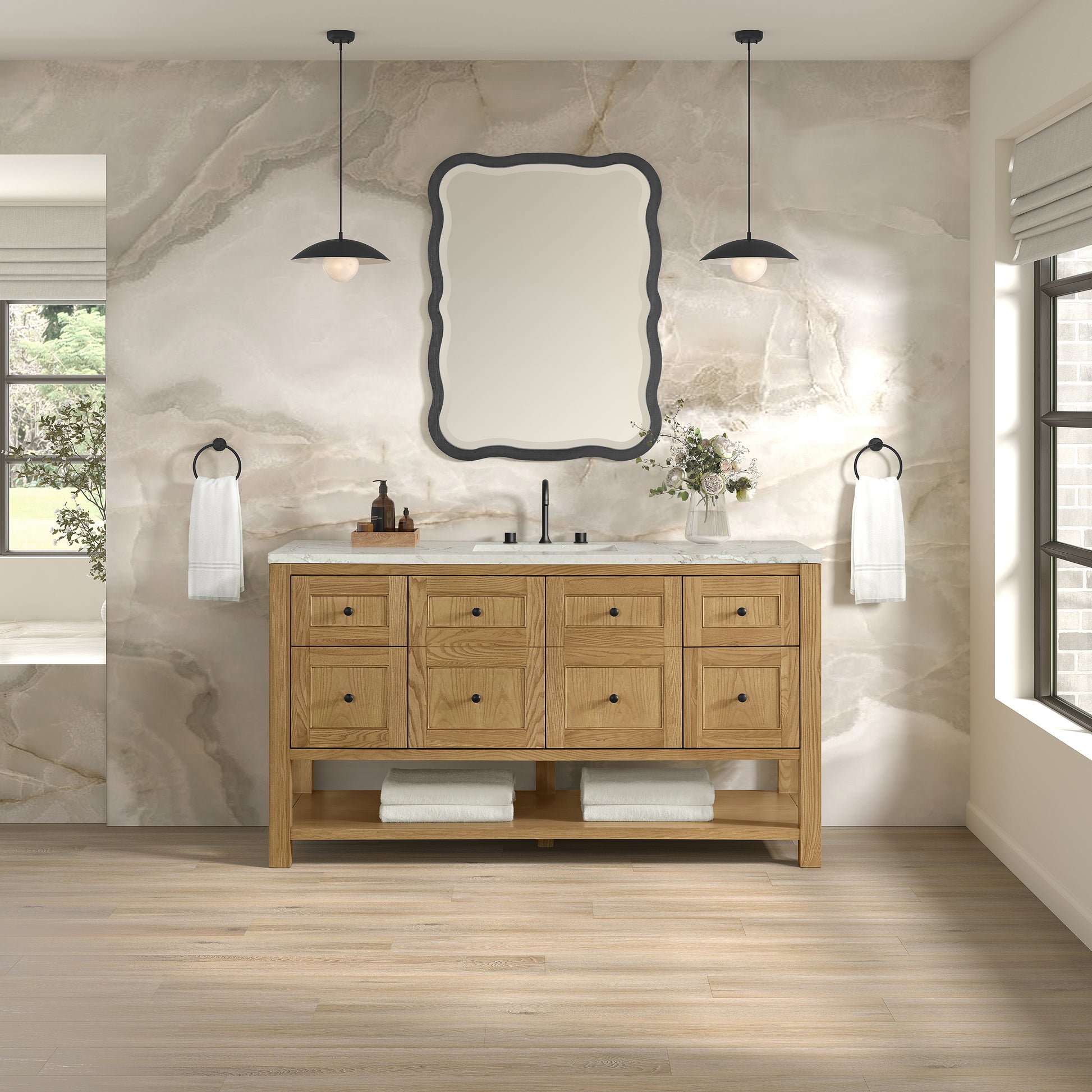 James Martin Vanities Breckenridge 60" Light Natural Oak Single Vanity With 3cm Victorian Silver Quartz Top