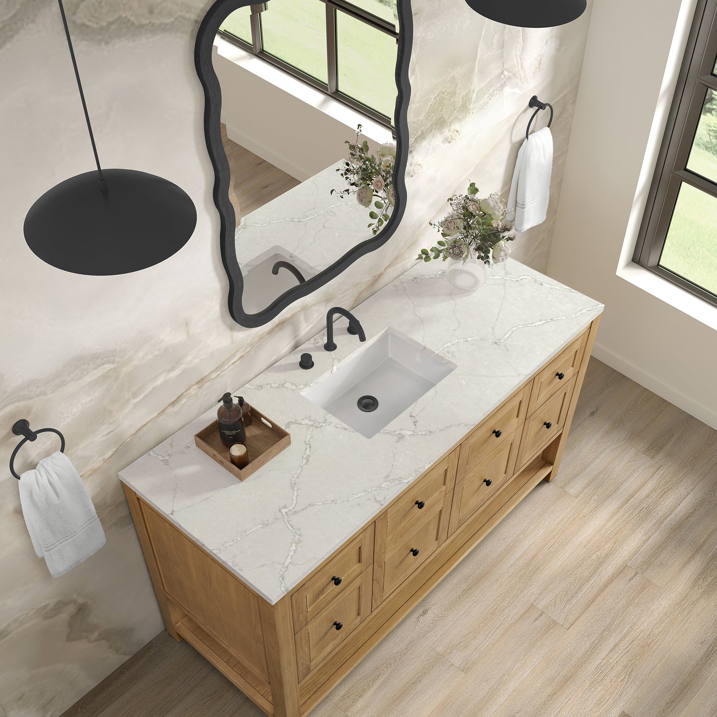 James Martin Vanities Breckenridge 60" Light Natural Oak Single Vanity With 3cm Victorian Silver Quartz Top