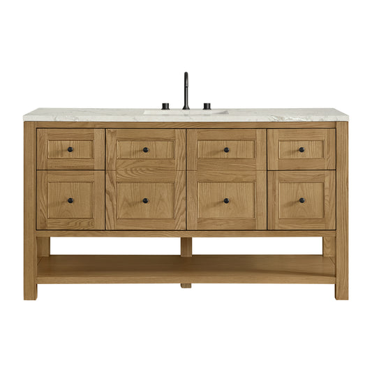 James Martin Vanities Breckenridge 60" Light Natural Oak Single Vanity With 3cm Victorian Silver Quartz Top