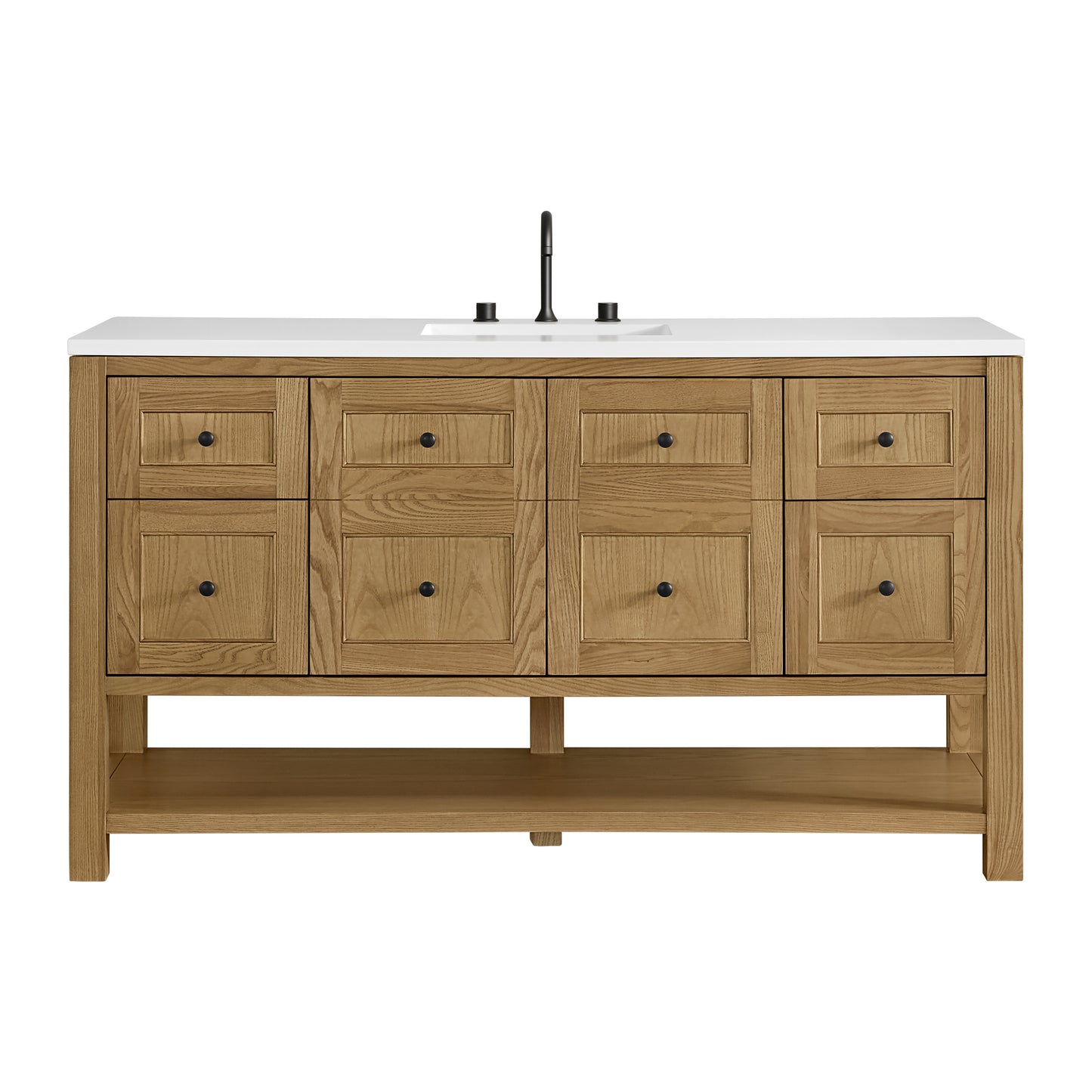 James Martin Vanities Breckenridge 60" Light Natural Oak Single Vanity With 3cm White Zeus Quartz Top