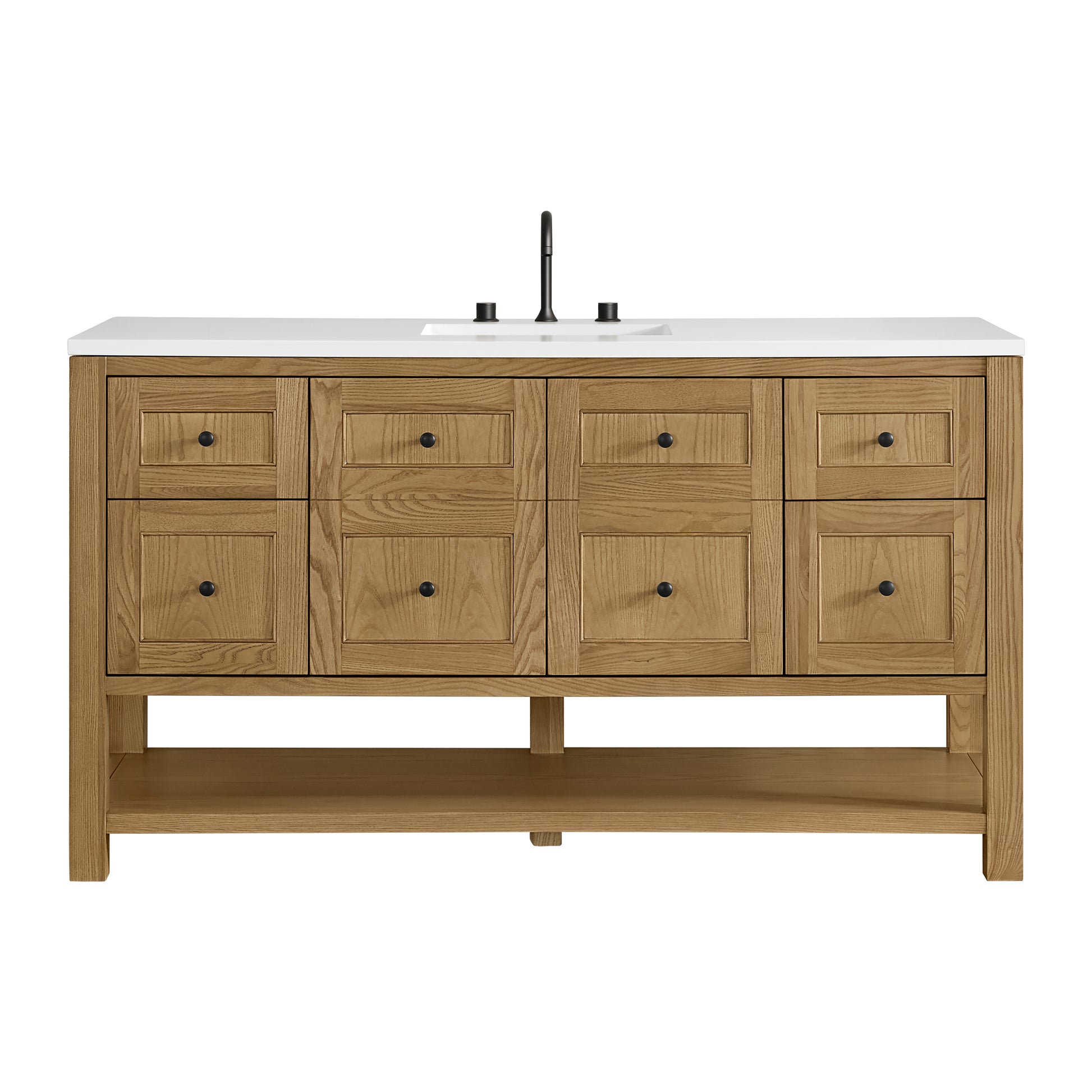 James Martin Vanities Breckenridge 60" Light Natural Oak Single Vanity With 3cm White Zeus Quartz Top