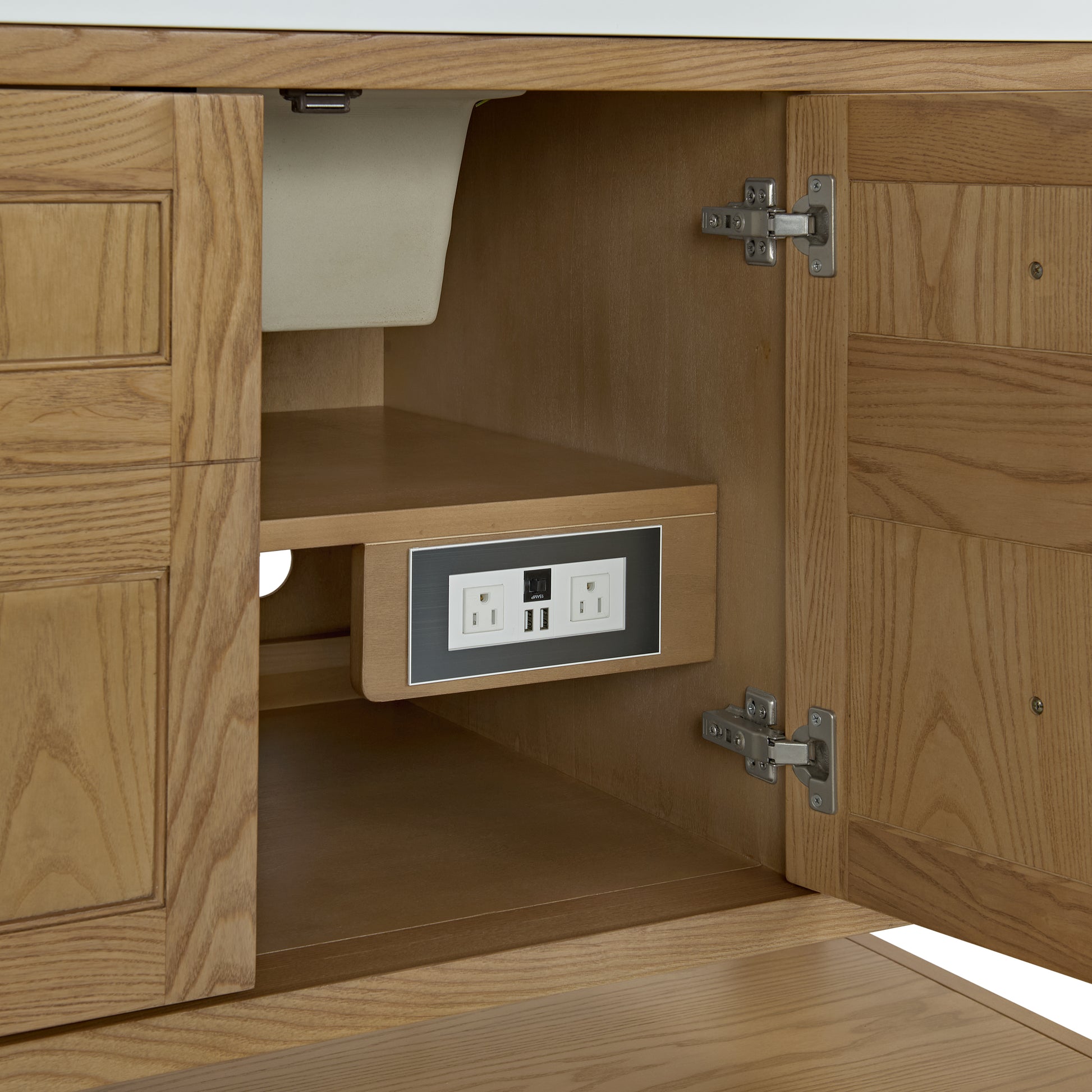 James Martin Vanities Breckenridge 60" Light Natural Oak Single Vanity With Single Hole 3cm White Zeus Quartz Top and Backsplash