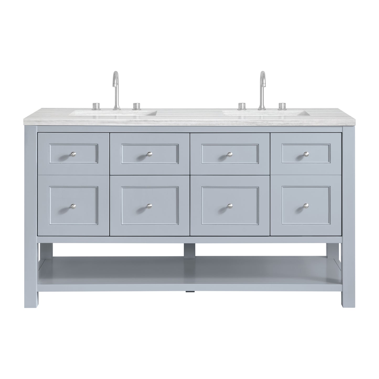 James Martin Vanities Breckenridge 60" Serenity Blue Double Vanity With 3cm Arctic Fall Solid Surface Top