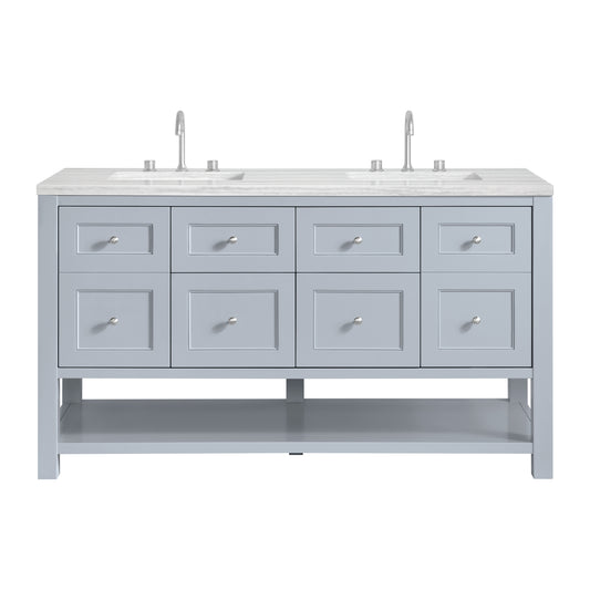 James Martin Vanities Breckenridge 60" Serenity Blue Double Vanity With 3cm Arctic Fall Solid Surface Top