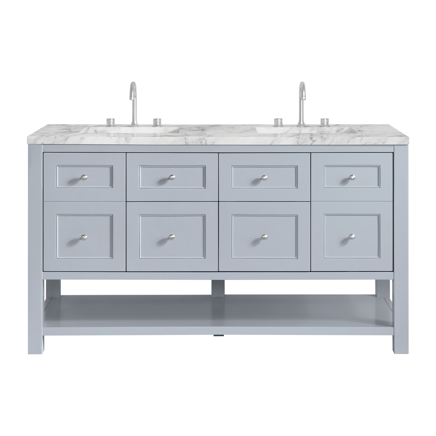 James Martin Vanities Breckenridge 60" Serenity Blue Double Vanity With 3cm Carrara Marble Top