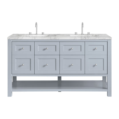 James Martin Vanities Breckenridge 60" Serenity Blue Double Vanity With 3cm Carrara Marble Top