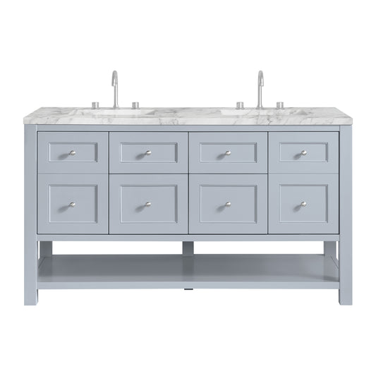 James Martin Vanities Breckenridge 60" Serenity Blue Double Vanity With 3cm Carrara Marble Top