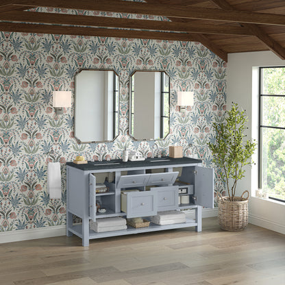 James Martin Vanities Breckenridge 60" Serenity Blue Double Vanity With 3cm Charcoal Soapstone Quartz Top