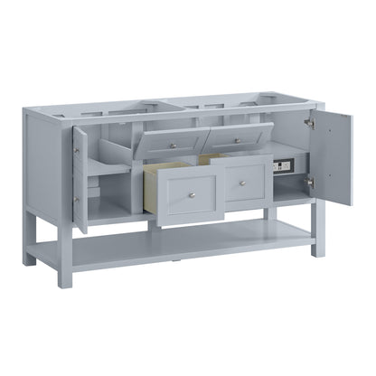 James Martin Vanities Breckenridge 60" Serenity Blue Double Vanity With 3cm Charcoal Soapstone Quartz Top