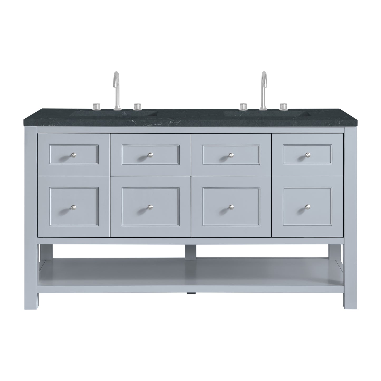 James Martin Vanities Breckenridge 60" Serenity Blue Double Vanity With 3cm Charcoal Soapstone Quartz Top