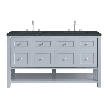 James Martin Vanities Breckenridge 60" Serenity Blue Double Vanity With 3cm Charcoal Soapstone Quartz Top