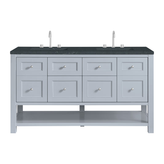 James Martin Vanities Breckenridge 60" Serenity Blue Double Vanity With 3cm Charcoal Soapstone Quartz Top