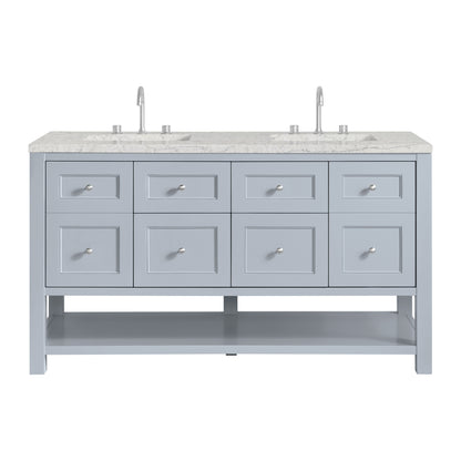 James Martin Vanities Breckenridge 60" Serenity Blue Double Vanity With 3cm Eternal Jasmine Pearl Quartz Top