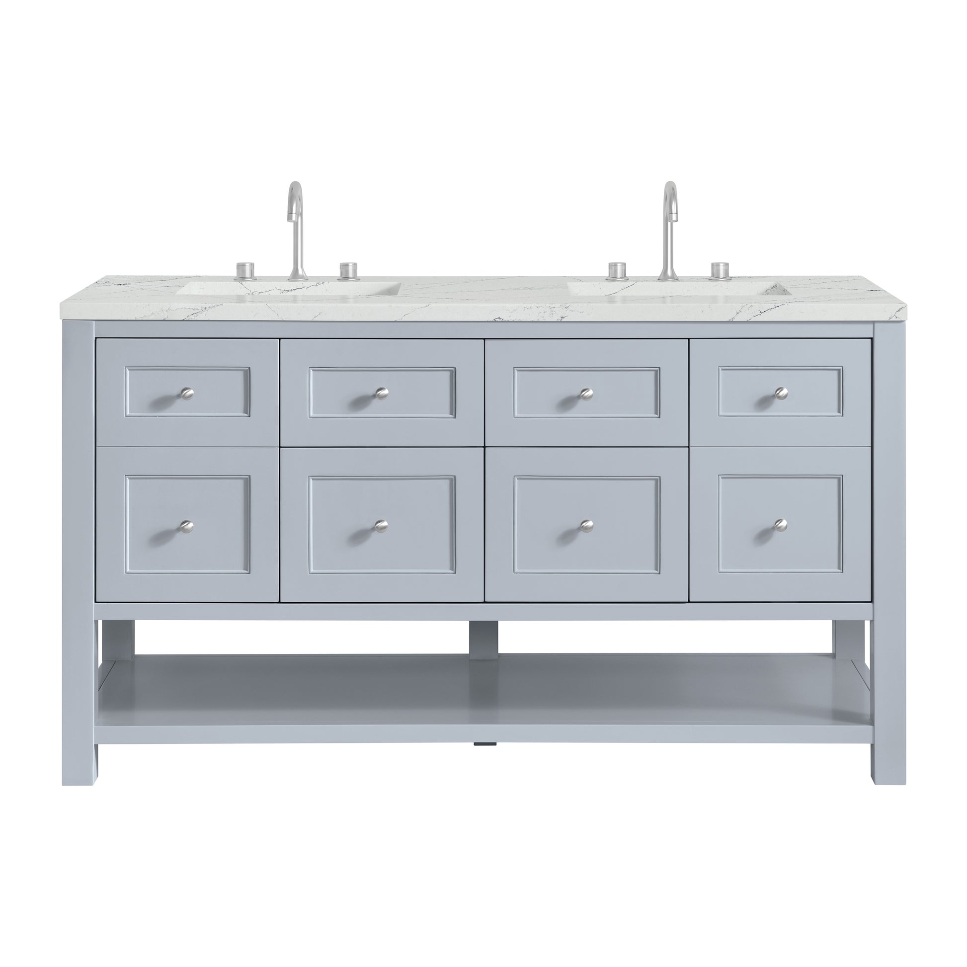 James Martin Vanities Breckenridge 60" Serenity Blue Double Vanity With 3cm Ethereal Noctis Quartz Top