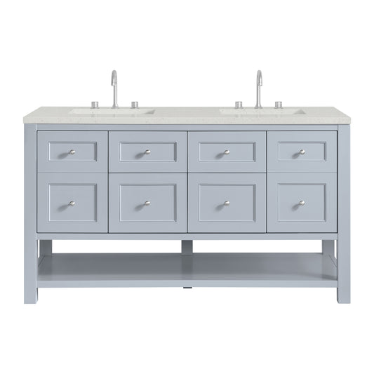 James Martin Vanities Breckenridge 60" Serenity Blue Double Vanity With 3cm Lime Delight Quartz Top