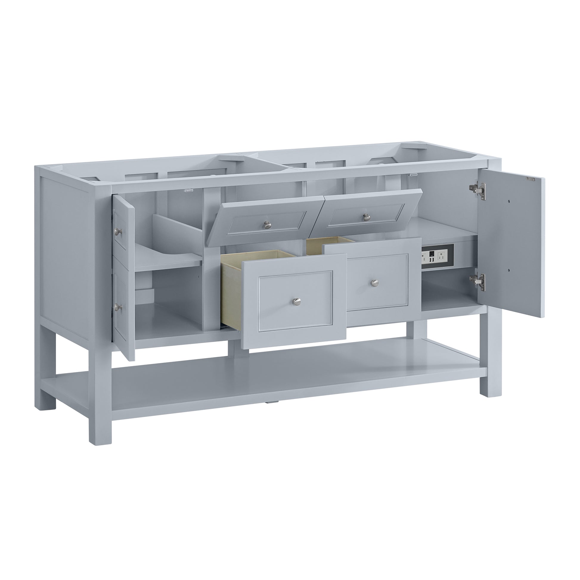 James Martin Vanities Breckenridge 60" Serenity Blue Double Vanity With 3cm Parisien Bleu Top