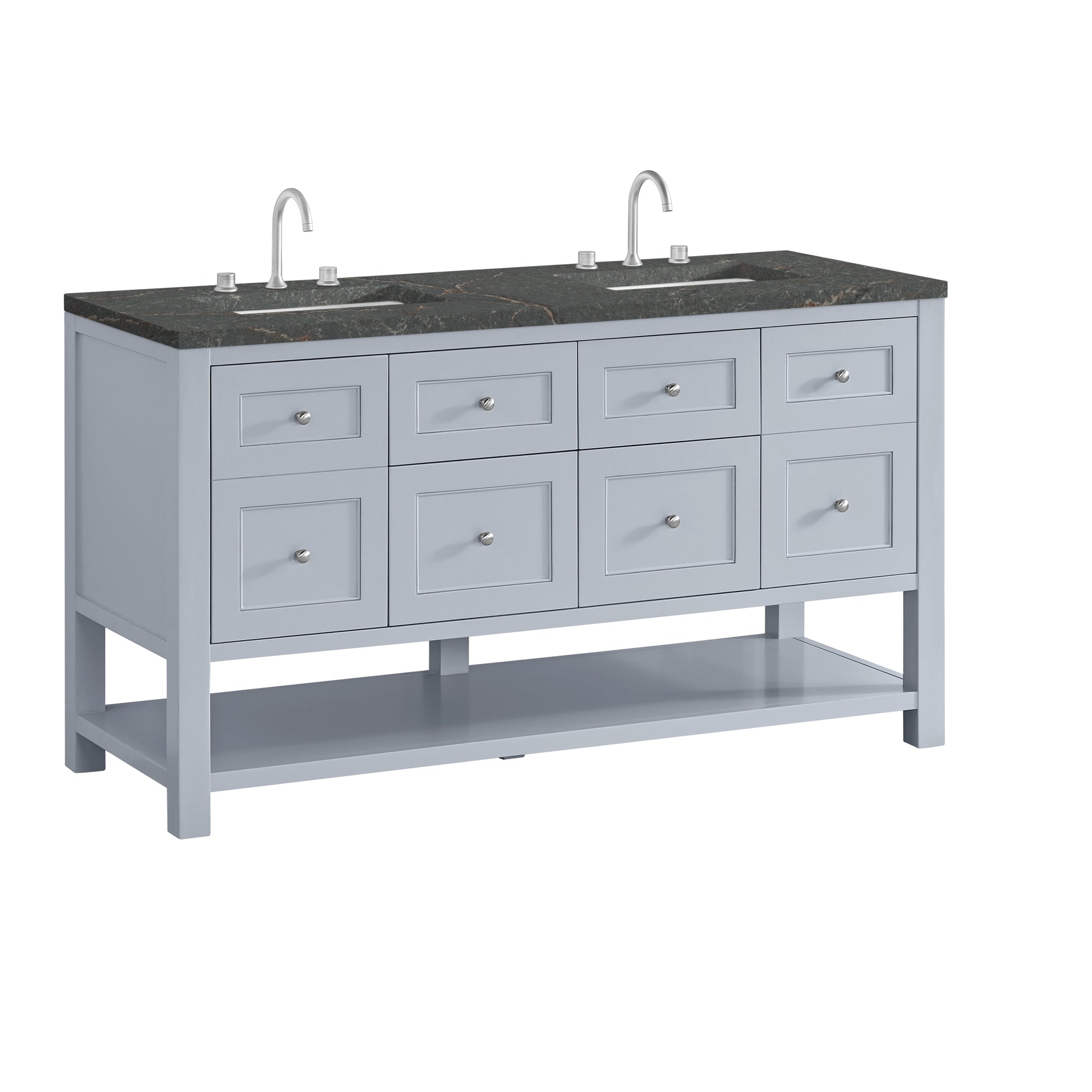 James Martin Vanities Breckenridge 60" Serenity Blue Double Vanity With 3cm Parisien Bleu Top