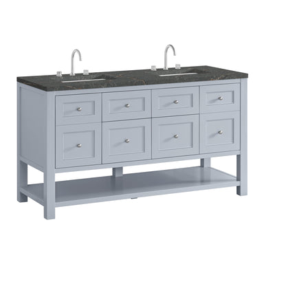 James Martin Vanities Breckenridge 60" Serenity Blue Double Vanity With 3cm Parisien Bleu Top