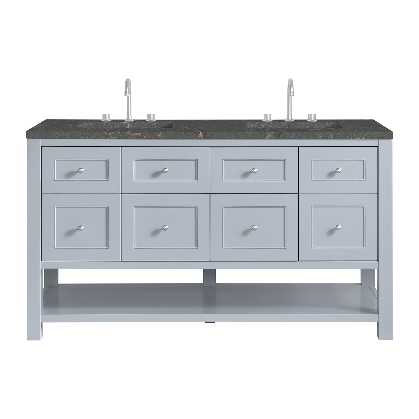 James Martin Vanities Breckenridge 60" Serenity Blue Double Vanity With 3cm Parisien Bleu Top