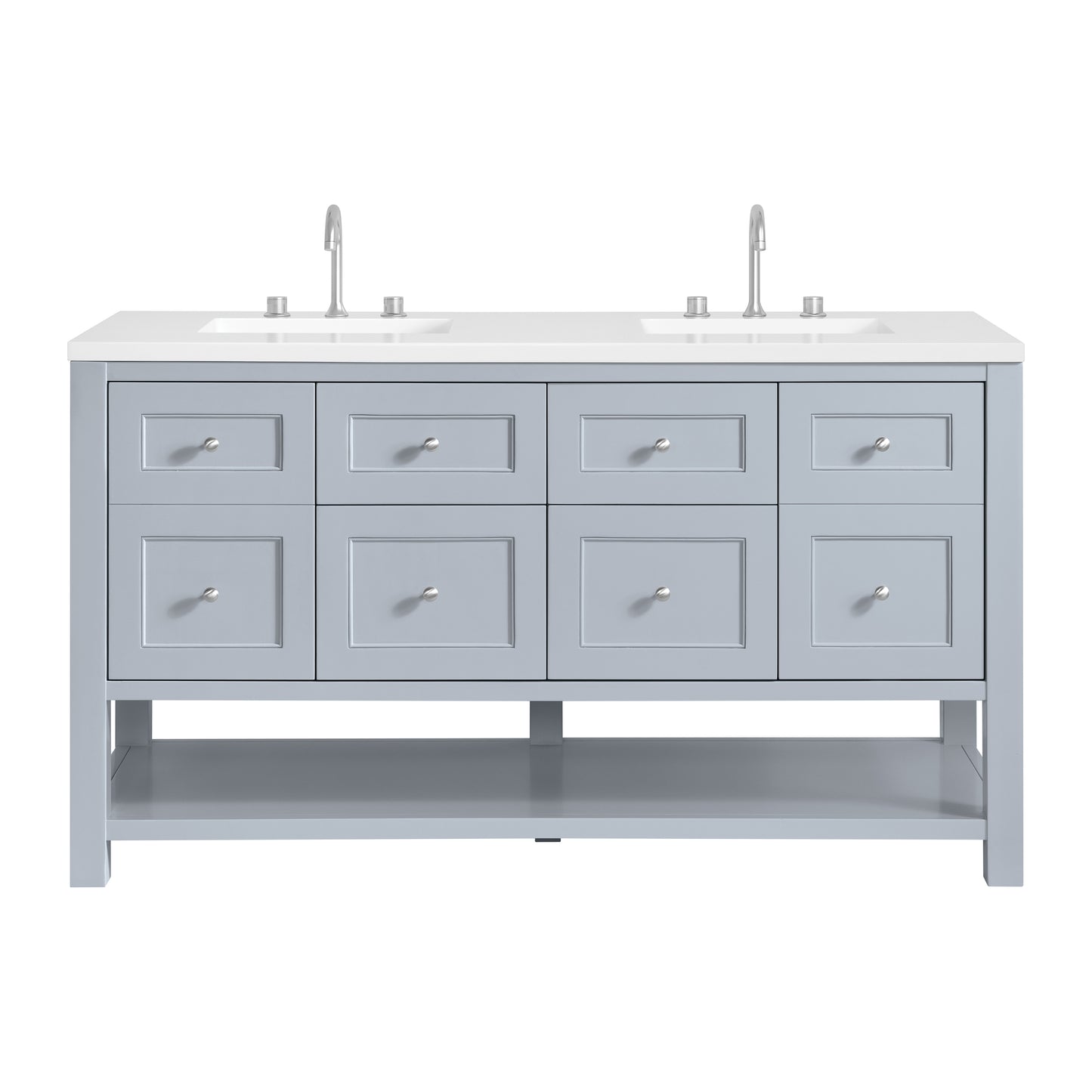 James Martin Vanities Breckenridge 60" Serenity Blue Double Vanity With 3cm White Zeus Quartz Top