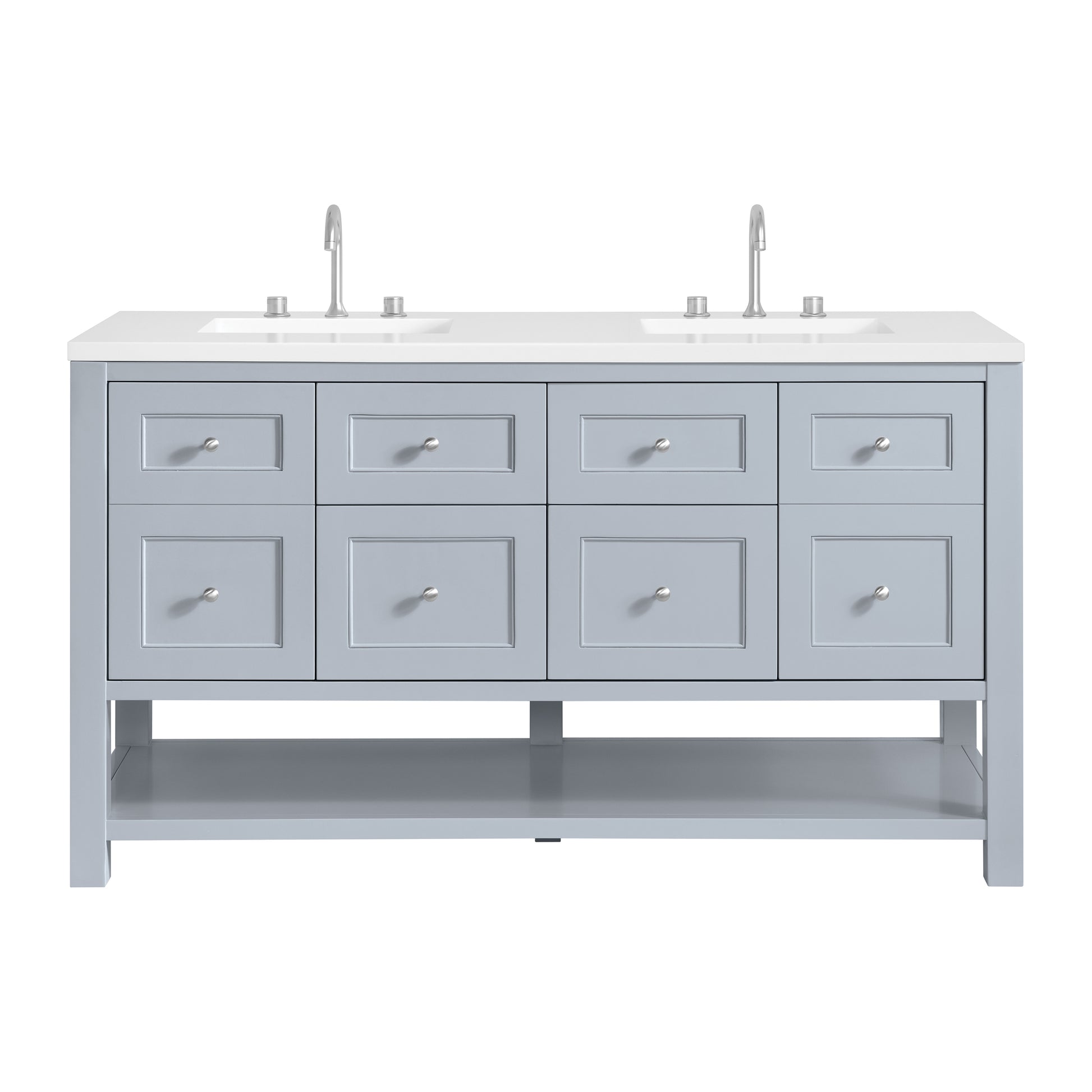 James Martin Vanities Breckenridge 60" Serenity Blue Double Vanity With 3cm White Zeus Quartz Top