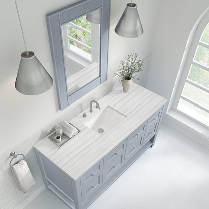 James Martin Vanities Breckenridge 60" Serenity Blue Single Vanity With 3cm Arctic Fall Solid Surface Top