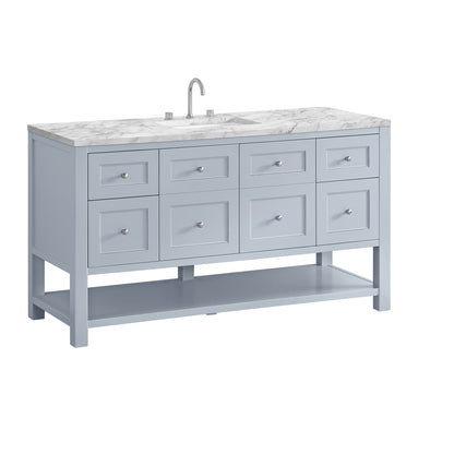 James Martin Vanities Breckenridge 60" Serenity Blue Single Vanity With 3cm Carrara Marble Top
