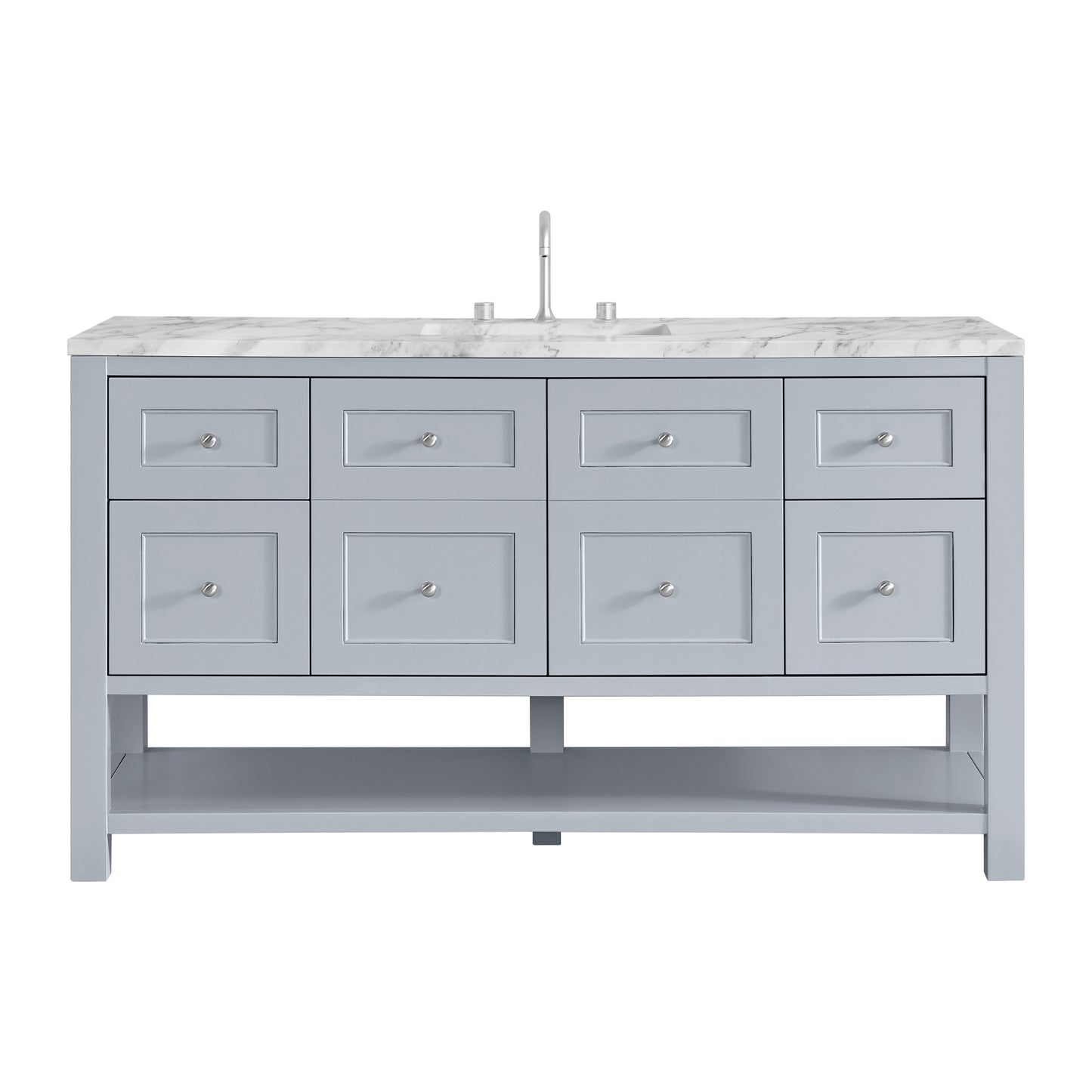 James Martin Vanities Breckenridge 60" Serenity Blue Single Vanity With 3cm Carrara Marble Top