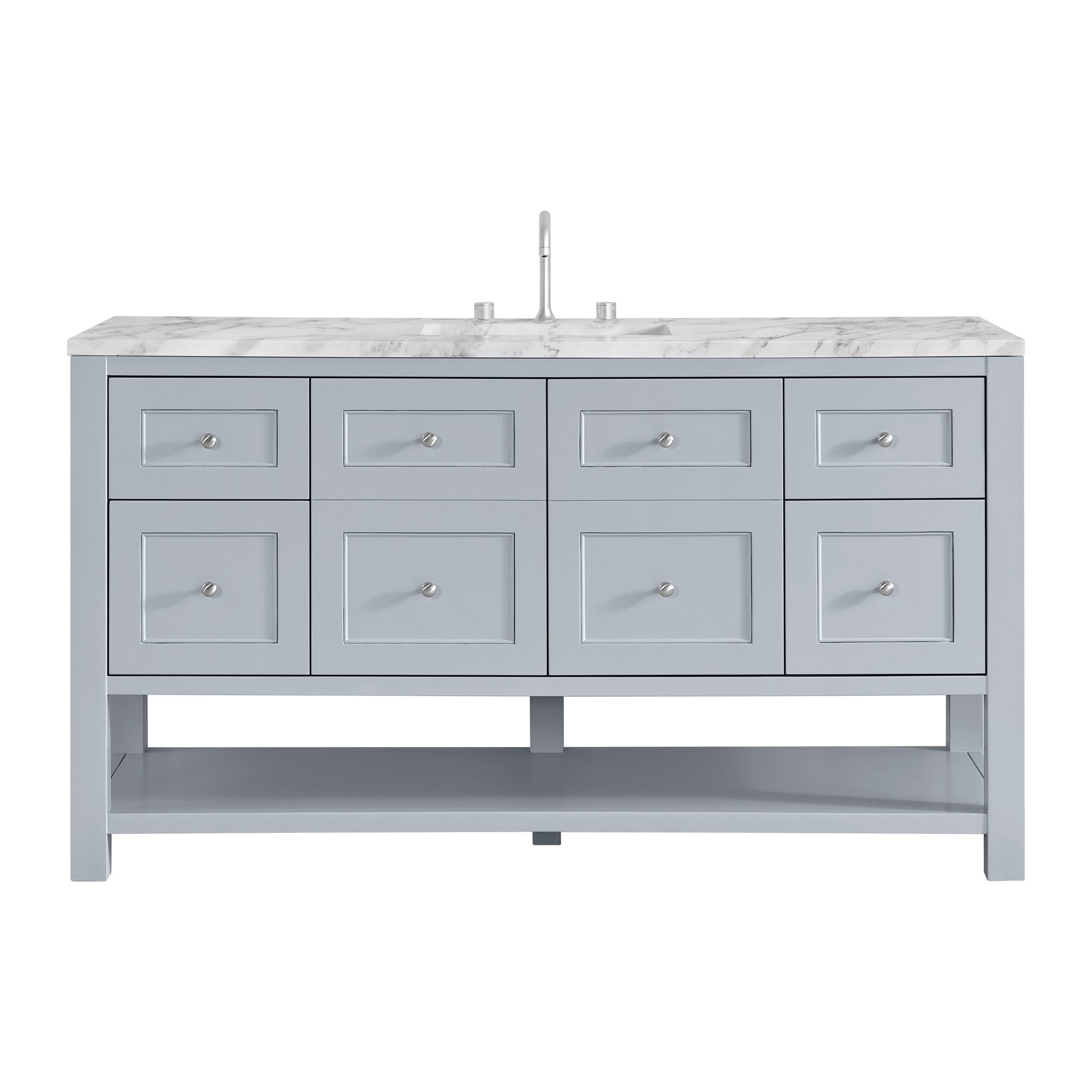 James Martin Vanities Breckenridge 60" Serenity Blue Single Vanity With 3cm Carrara Marble Top