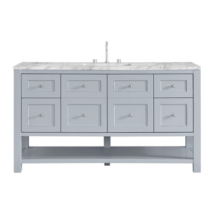 James Martin Vanities Breckenridge 60" Serenity Blue Single Vanity With 3cm Carrara Marble Top