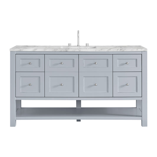 James Martin Vanities Breckenridge 60" Serenity Blue Single Vanity With 3cm Carrara Marble Top