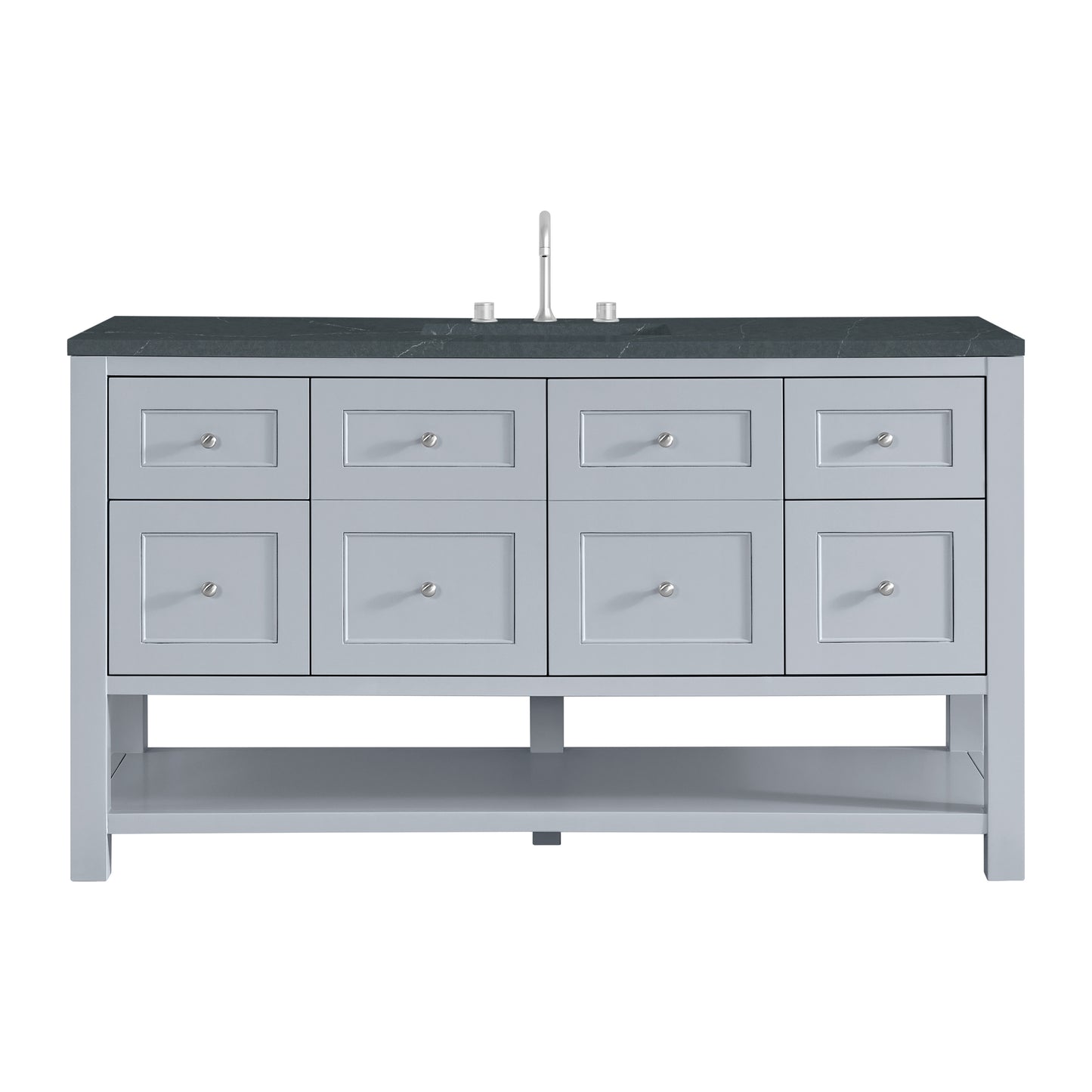 James Martin Vanities Breckenridge 60" Serenity Blue Single Vanity With 3cm Charcoal Soapstone Quartz Top