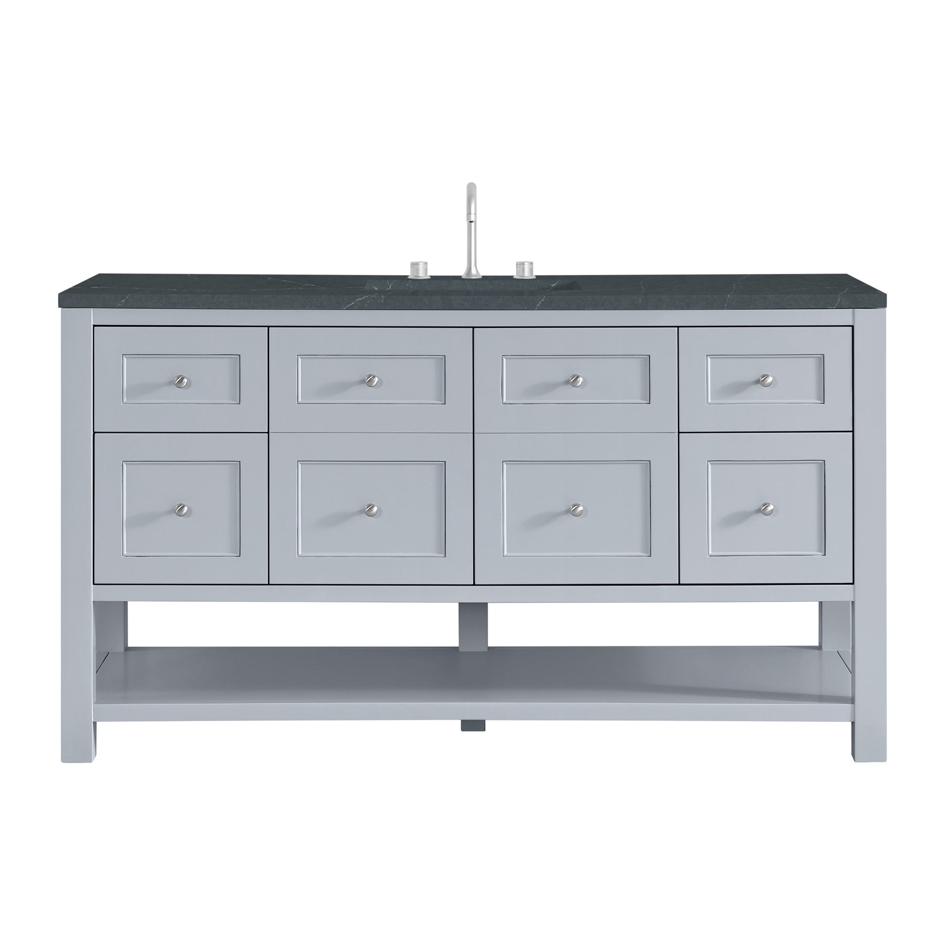 James Martin Vanities Breckenridge 60" Serenity Blue Single Vanity With 3cm Charcoal Soapstone Quartz Top