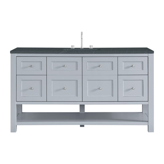 James Martin Vanities Breckenridge 60" Serenity Blue Single Vanity With 3cm Charcoal Soapstone Quartz Top